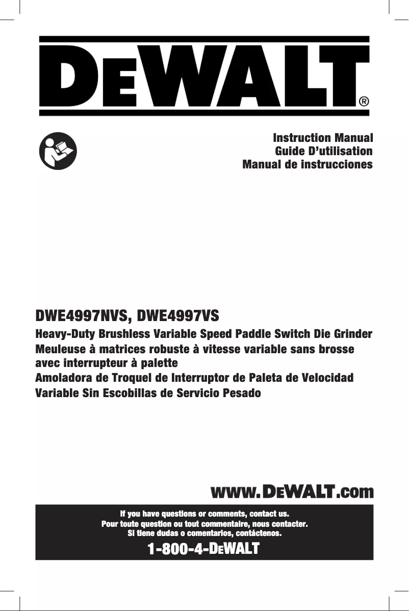 Page n°1 - Manuel utilisateur DeWalt DWE4997VS