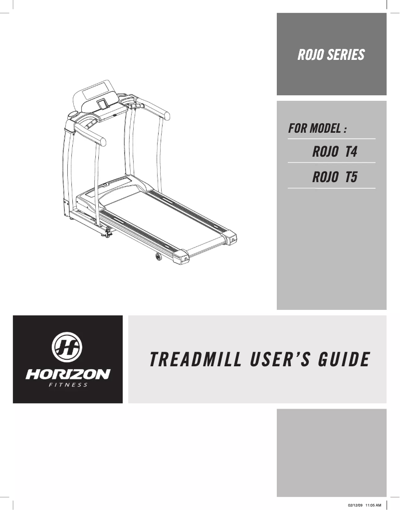 Page n°1 - Manuel utilisateur Horizon Fitness Rojo T4