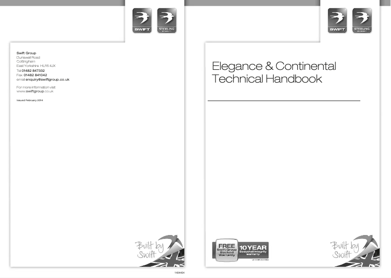 Page 1 de la notice Manuel utilisateur Swift Elegance (2014)