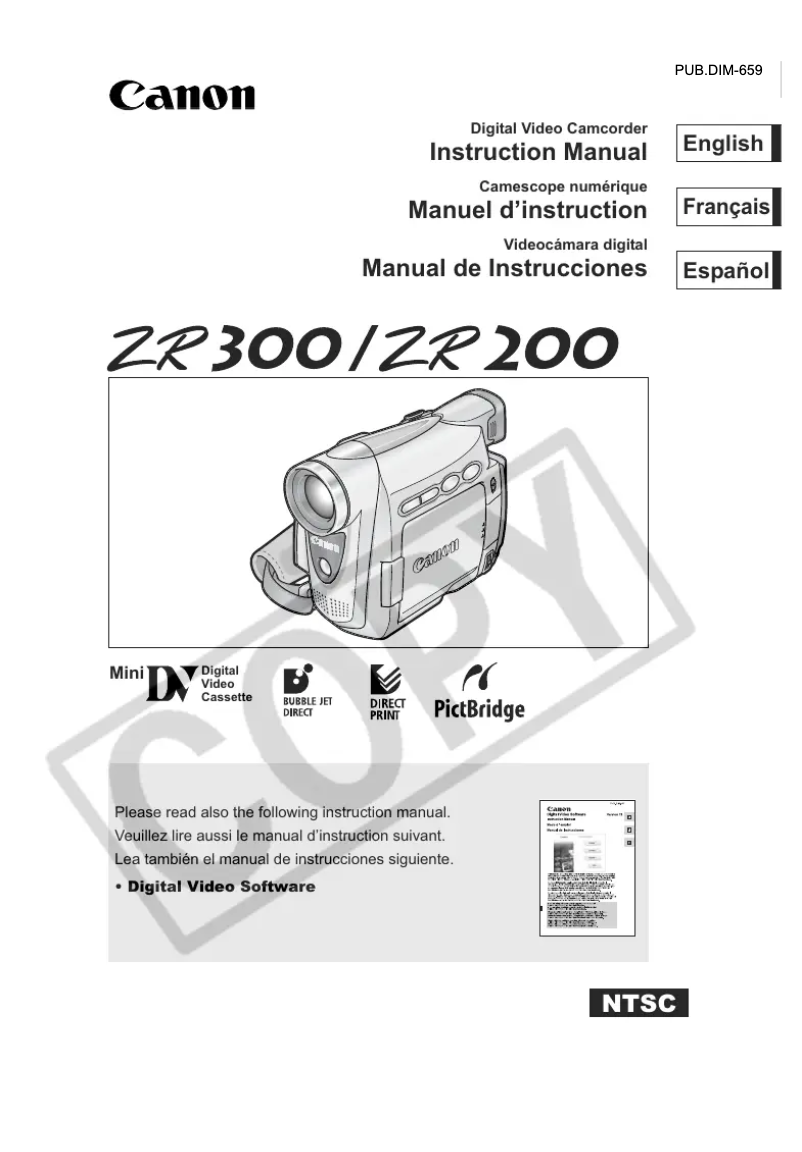 Page 1 de la notice Manuel utilisateur Canon ZR 200