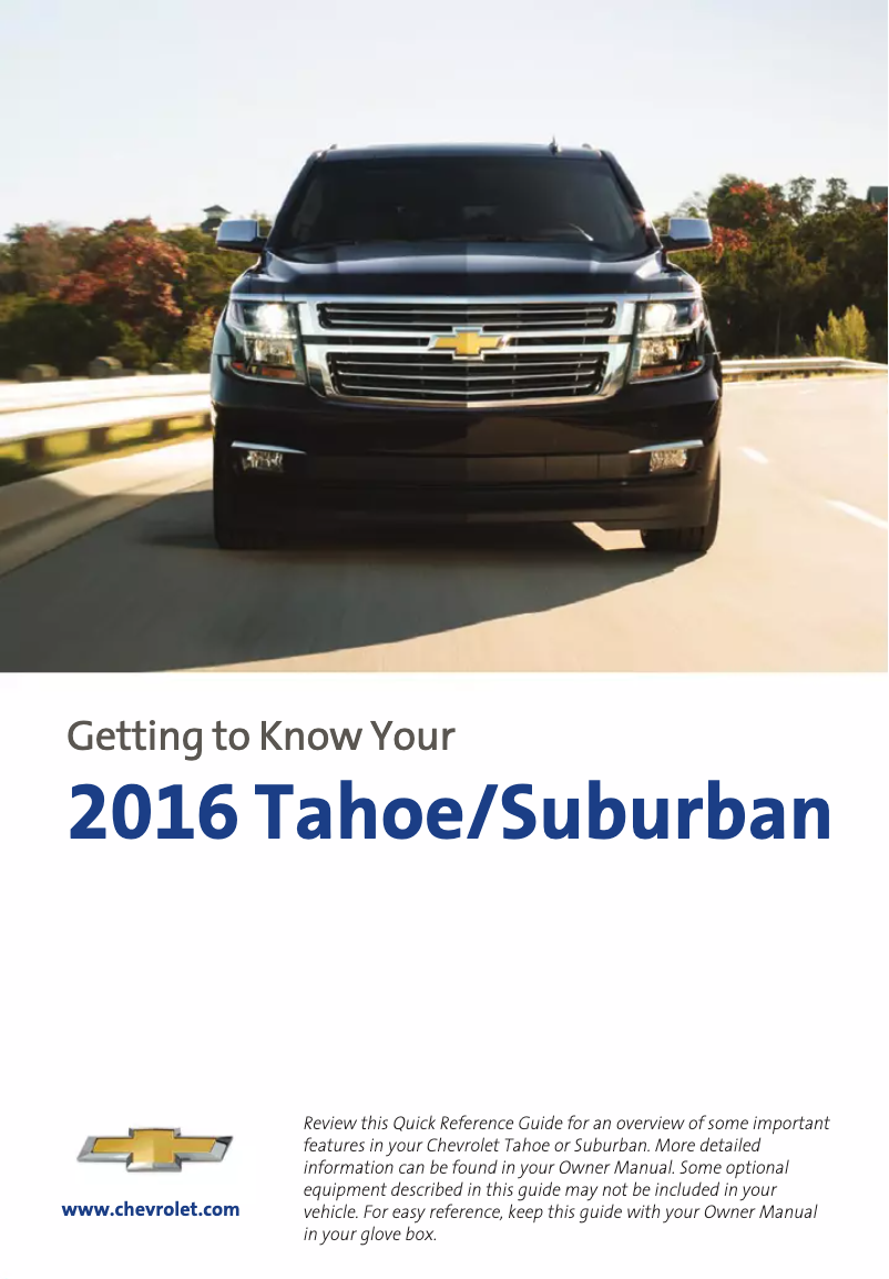 Page 1 de la notice Guide de démarrage rapide Chevrolet Tahoe (2016)