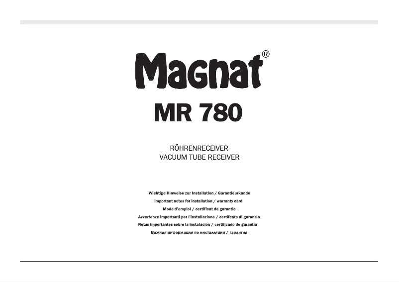 Page n°1 - Manuel utilisateur Magnat MR 780