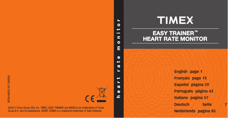 Page n°1 - Manuel utilisateur Timex T5K729