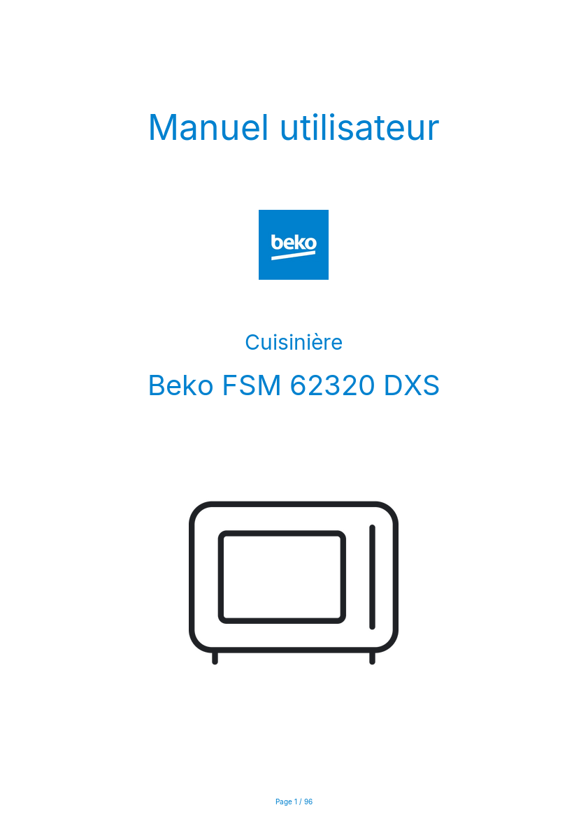 Image de la première page du manuel de l'appareil FSM 62320 DXS