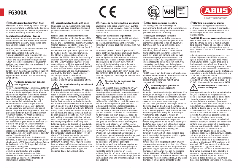 Page n°1 - Manuel utilisateur Abus FG300A