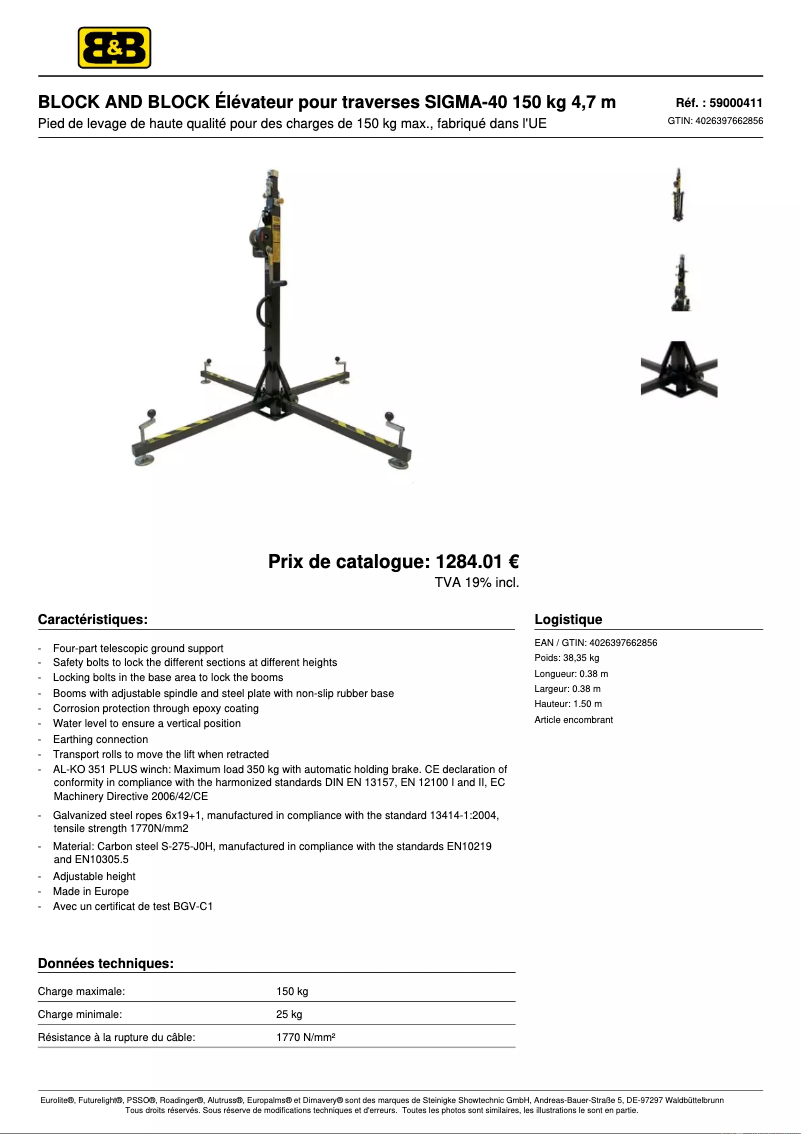 Page n°1 - Fiche technique Block & Block SIGMA-40