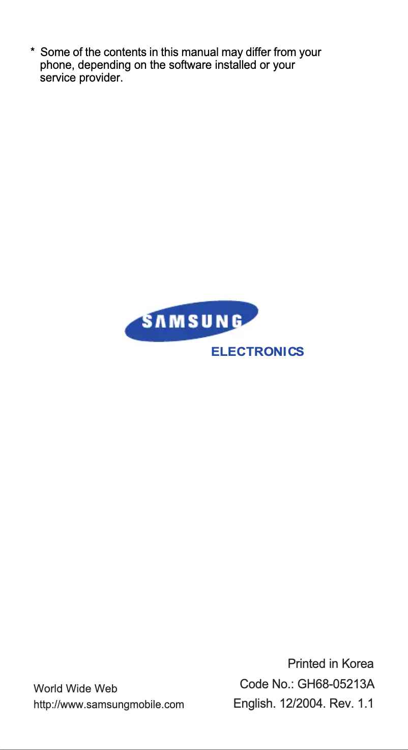 Page 1 de la notice Manuel utilisateur Samsung SGH-E820