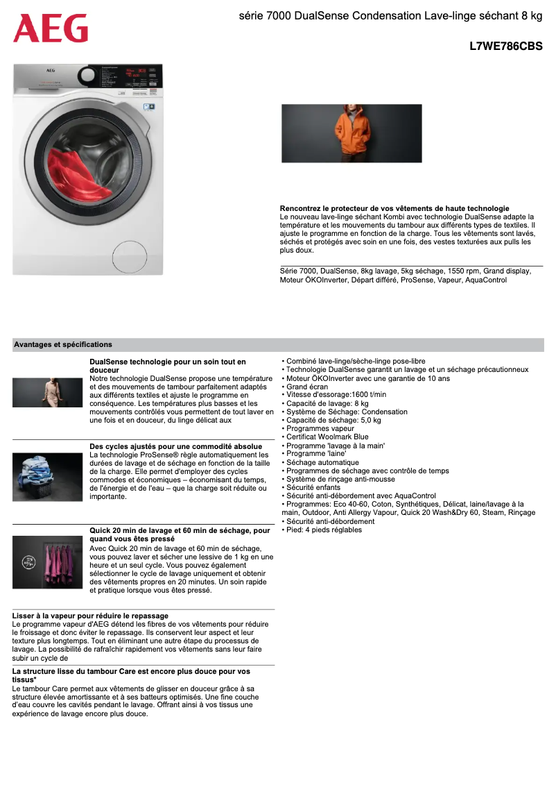 Image de la première page du manuel de l'appareil L7WE786CBS