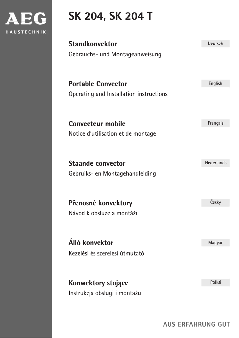 Page n°1 - Manuel utilisateur AEG SK 204