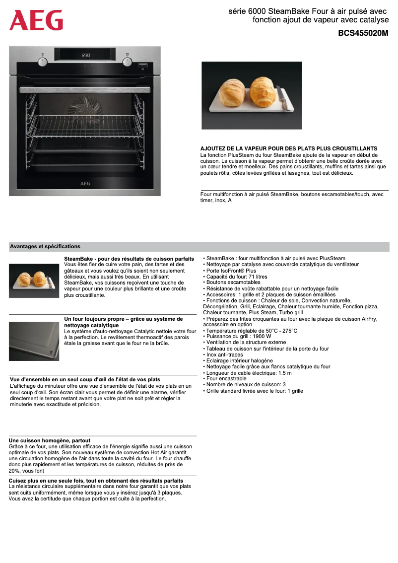 Página 1 del manual Ficha técnica AEG BCS455020M