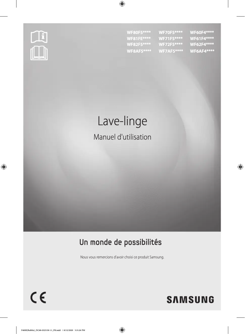 Page 1 de la notice Manuel utilisateur Samsung WF60F4E0W2W