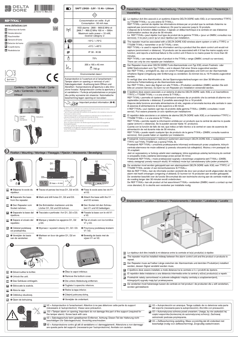 Page 1 de la notice Manuel utilisateur Delta Dore Tyxal+ REP
