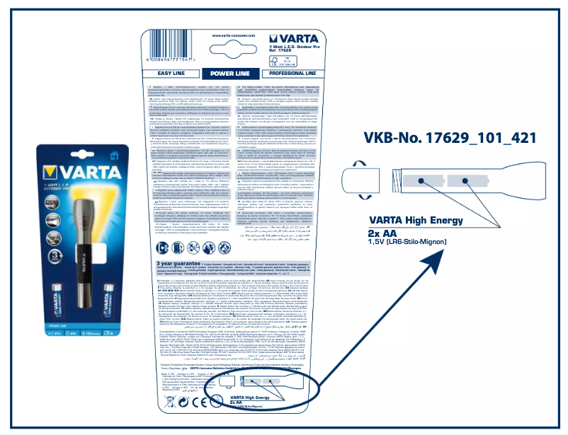 Page 1 de la notice Manuel utilisateur Varta 17629