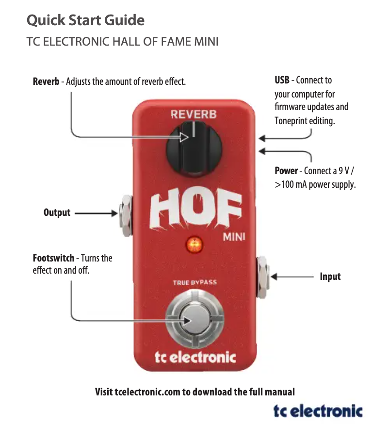 Page n°1 - Manuel utilisateur TC Electronic Hall of Fame Mini Reverb
