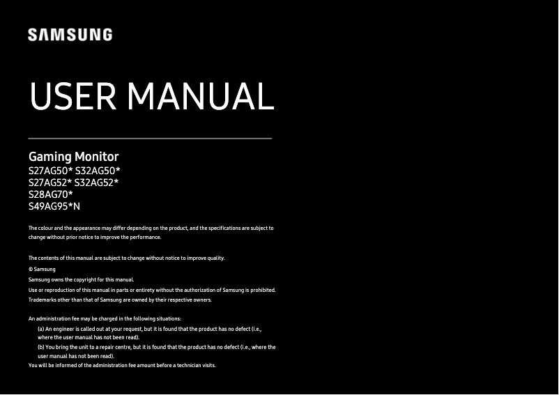 Page 1 de la notice Manuel utilisateur Samsung LS49AG950NUX