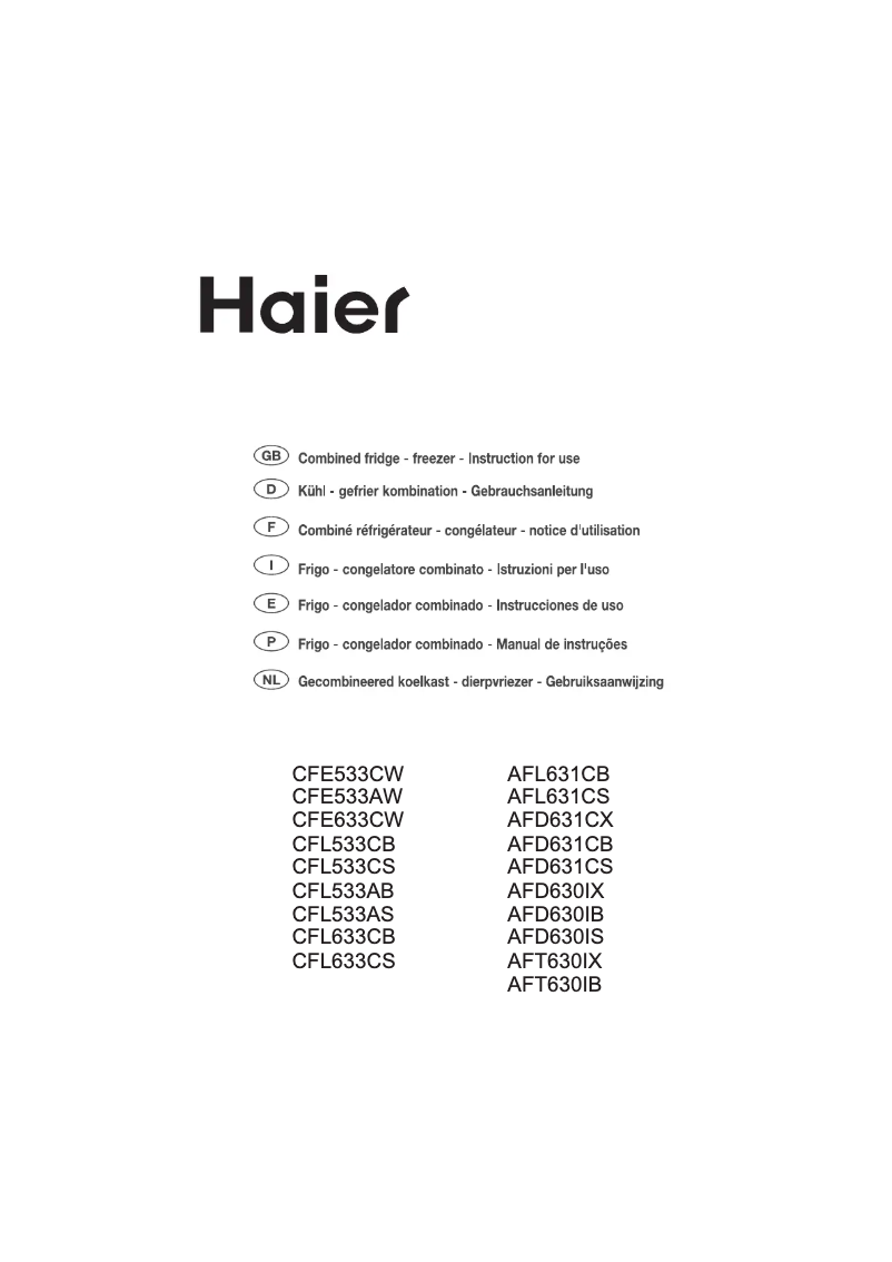 Page 1 de la notice Manuel utilisateur Haier AFL631CW