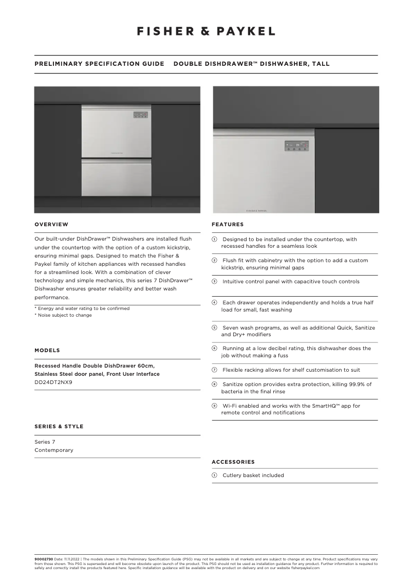 Page n°1 - Fiche technique Fisher & Paykel DD24DT2NX9