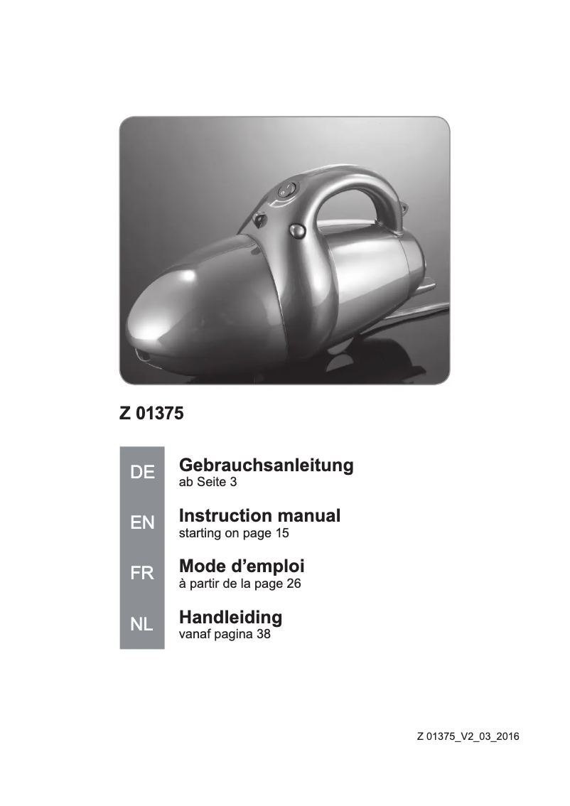 Image de la première page du manuel de l'appareil 01375