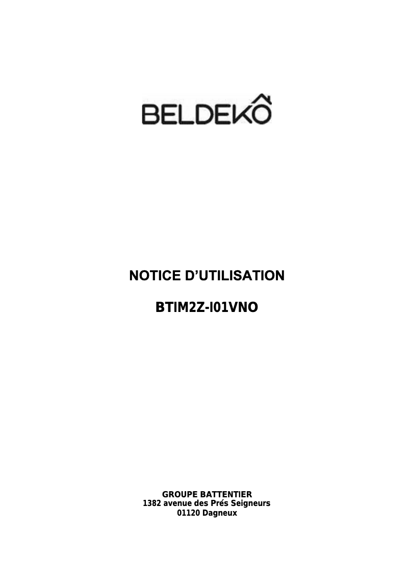 Page n°1 - Manuel utilisateur Beldeko BTIM2Z-I01VNO