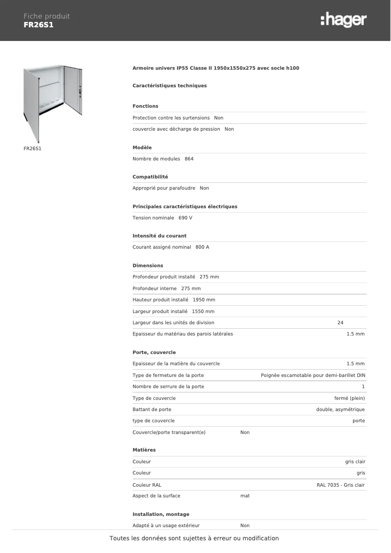 Image de la première page du manuel de l'appareil FR26S1