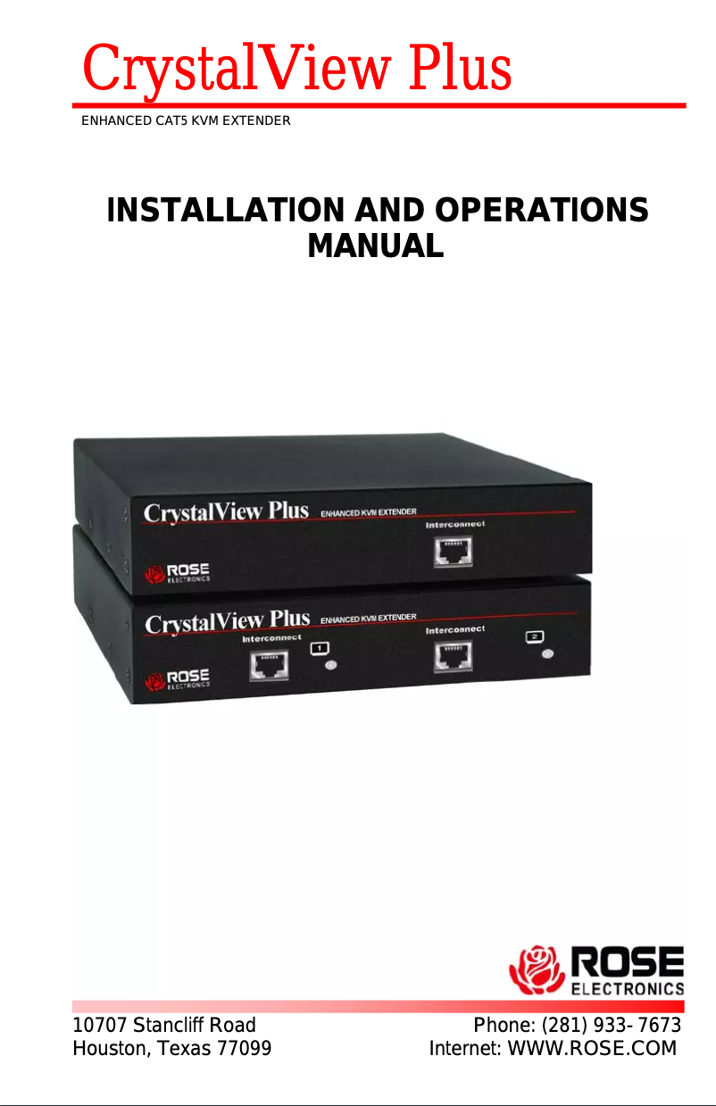 Page n°1 - Manuel utilisateur Rose CrystalView Plus