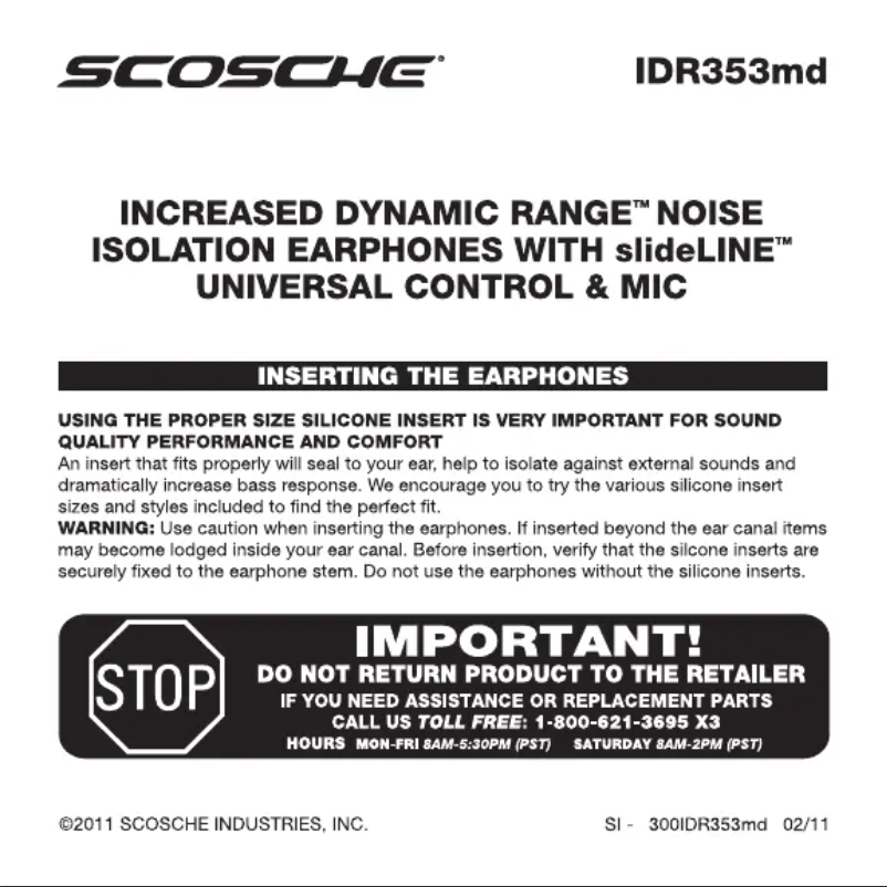 Page 1 de la notice Manuel utilisateur Scosche IDR353MD