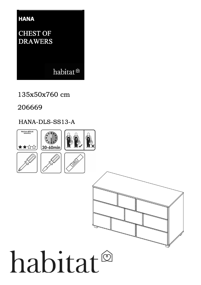 Page 1 de la notice Manuel utilisateur Habitat Hana (135x50x76)