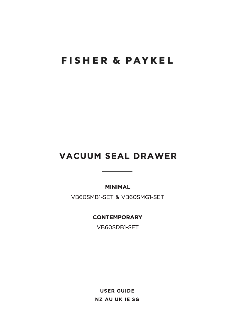 Page n°1 - Manuel utilisateur Fisher & Paykel VB60SDB1-SET