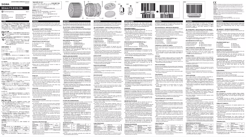 Page 1 de la notice Manuel utilisateur Sigma 90mm F2.8 DG DN