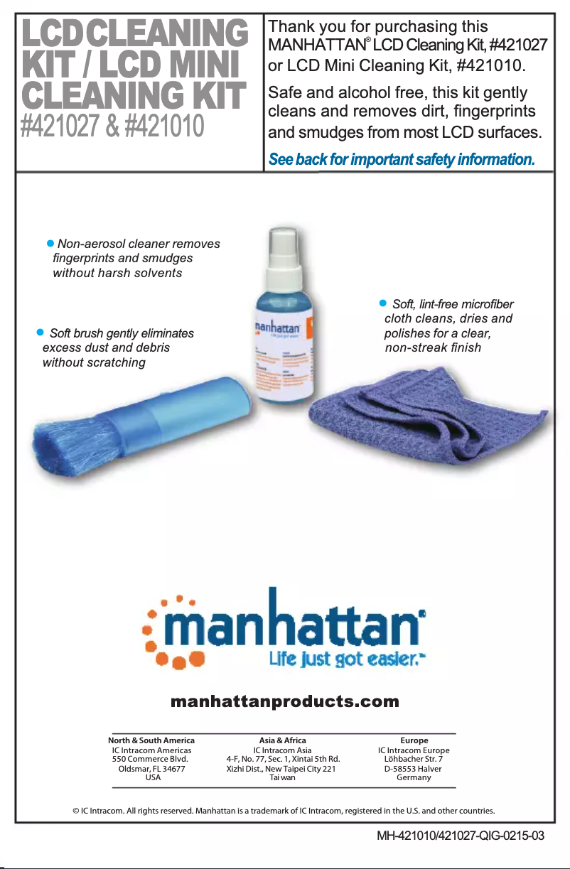 Page 1 de la notice Manuel utilisateur Manhattan 421010