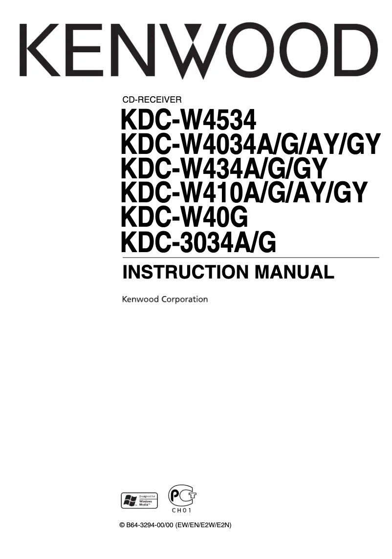 Page 1 de la notice Manuel utilisateur Kenwood KDC-W4034
