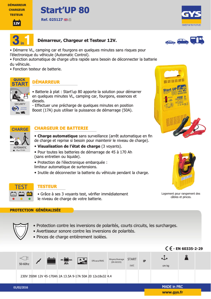 Image de la première page du manuel de l'appareil Start UP 80