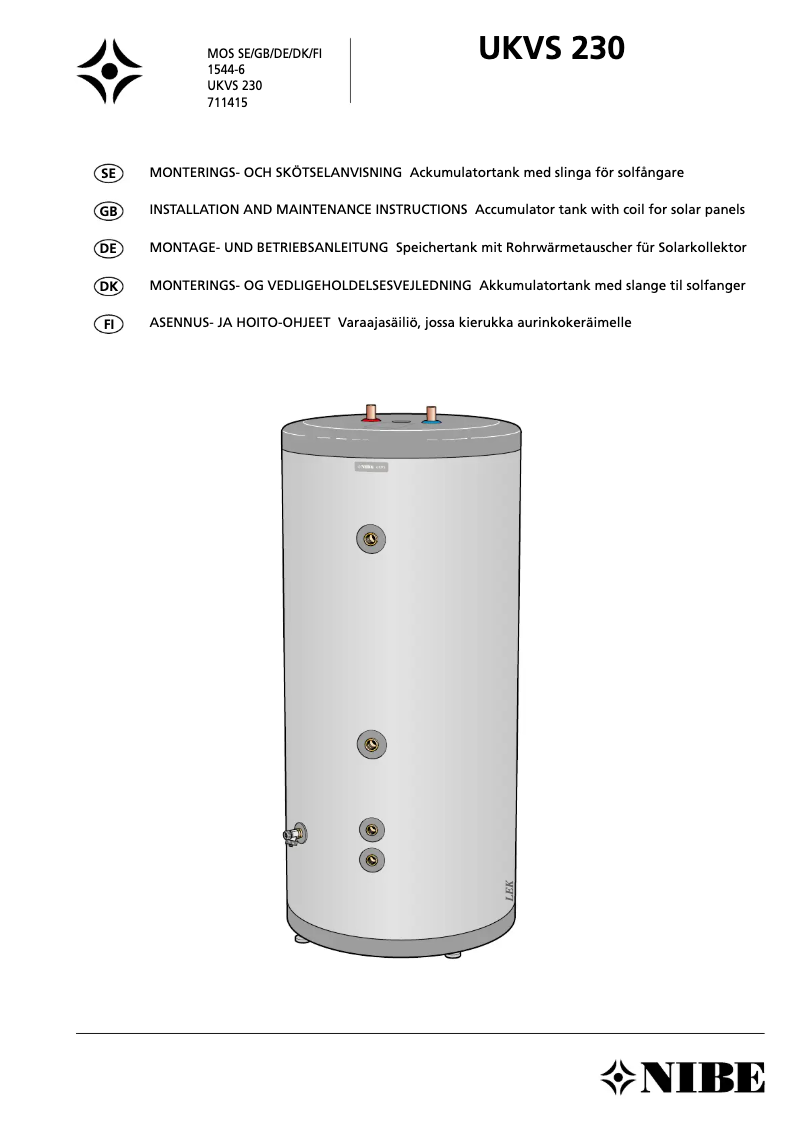 Page n°1 - Manuel utilisateur Nibe UKVS 230