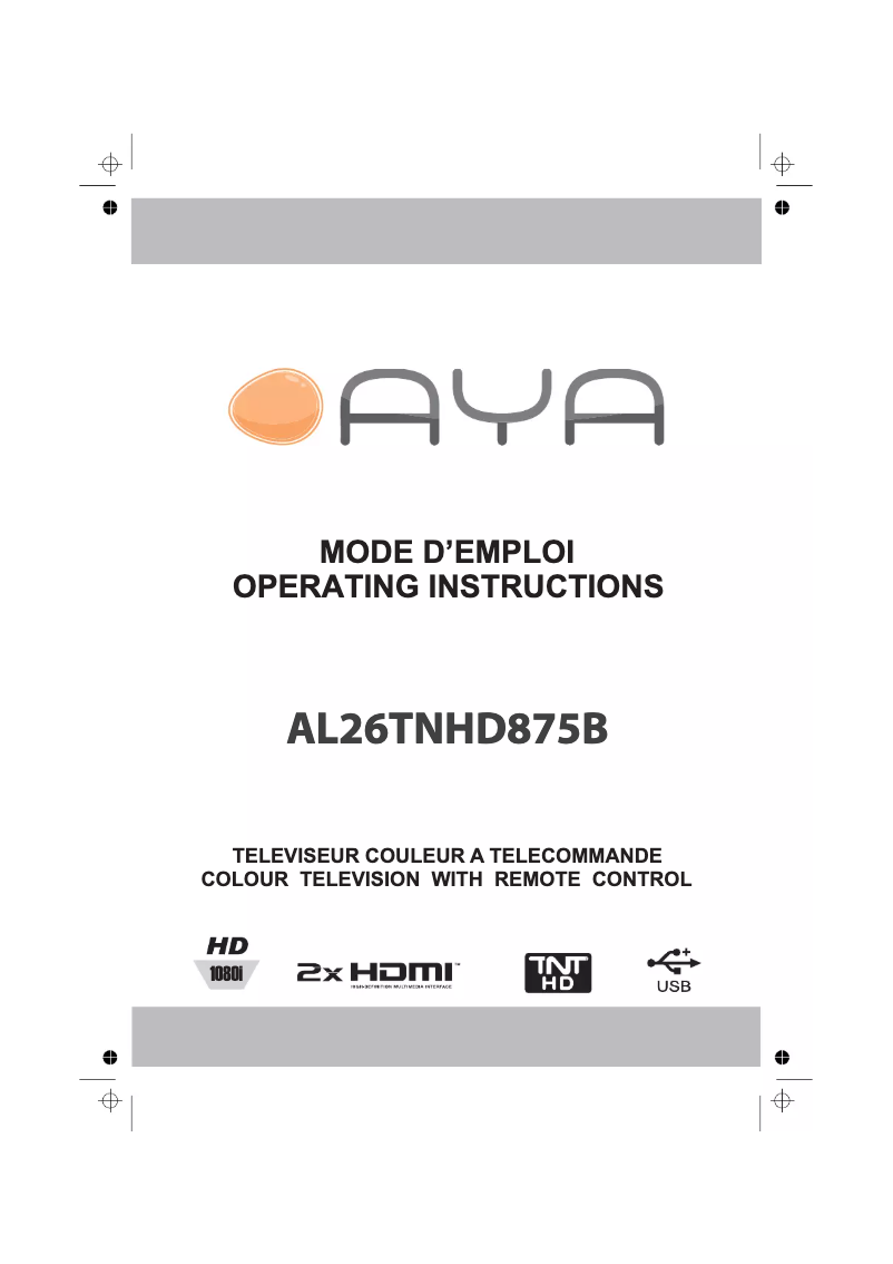 Page n°1 - Manuel utilisateur AYA AL26TNHD875B