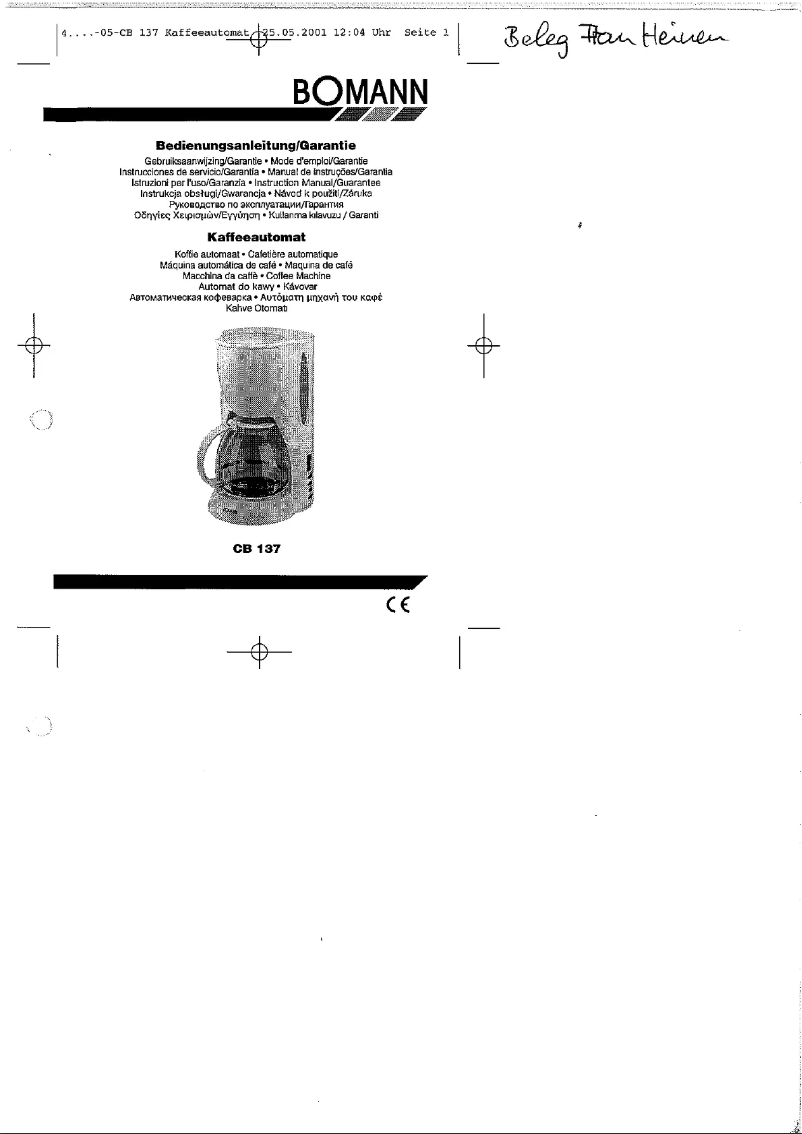 Page 1 de la notice Manuel utilisateur Bomann CB 137