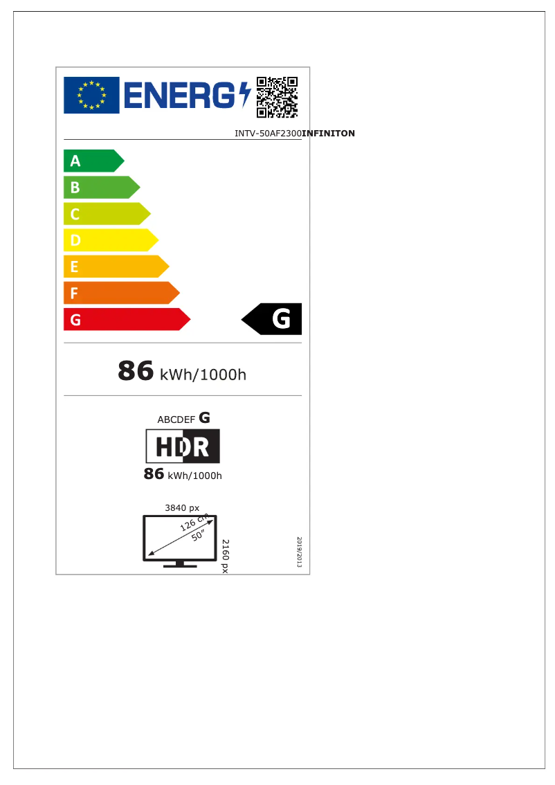 Page n°1 - Label énergétique Infiniton INTV-50AF2300