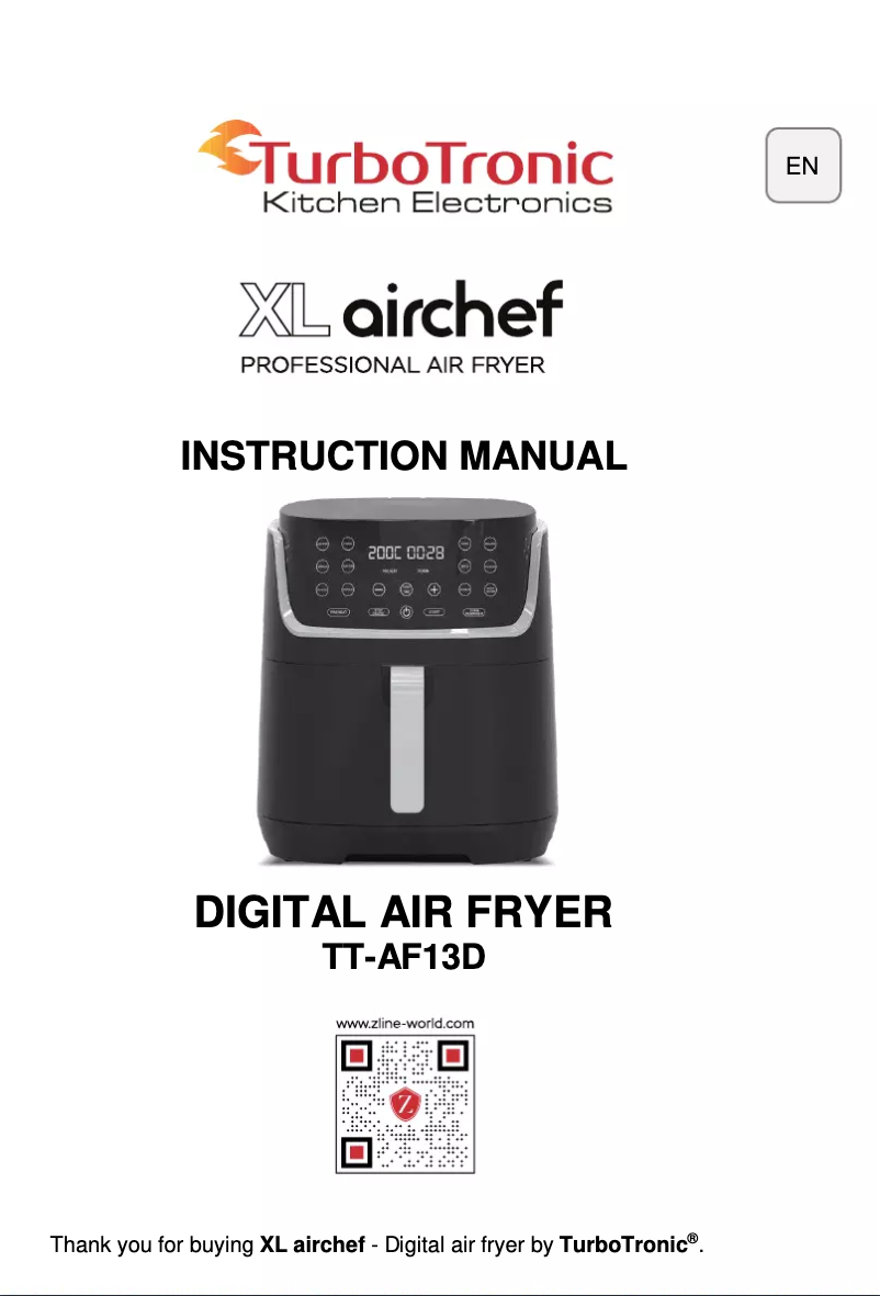 Page n°1 - Manuel utilisateur TurboTronic XL Airchef TT-AF13D