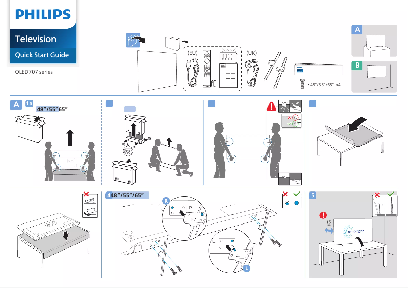 Page 1 de la notice Guide de démarrage rapide Philips 48OLED707
