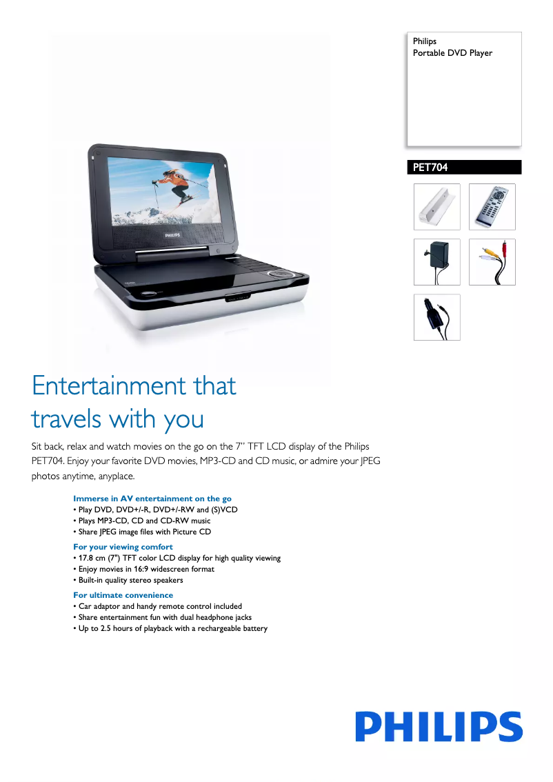 Page 1 de la notice Brochure Philips PET704