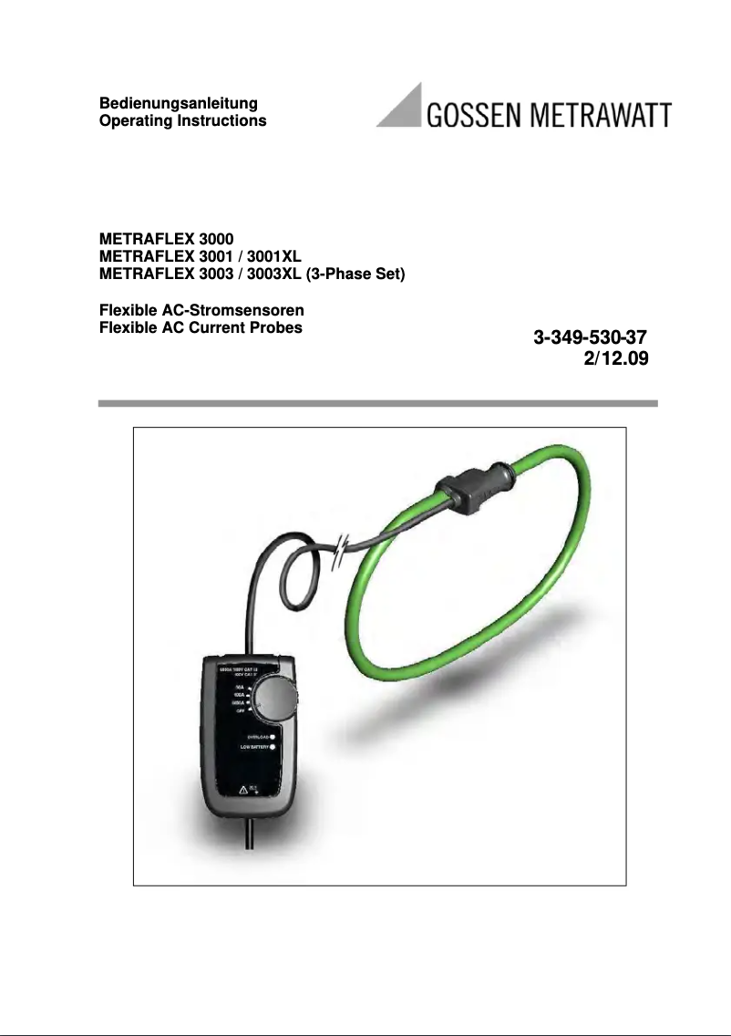 Page 1 de la notice Manuel utilisateur Gossen Metrawatt METRAFLEX 3000