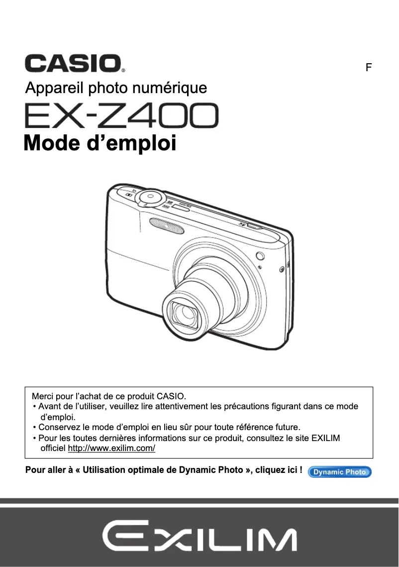 Page n°1 - Manuel utilisateur Casio Exilim EX-Z400