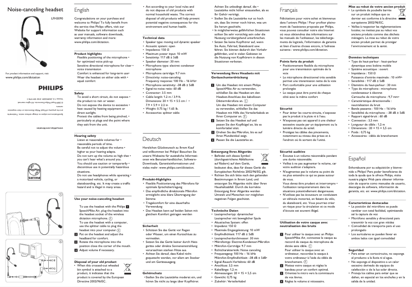 Page n°1 - Manuel utilisateur Philips LFH3090