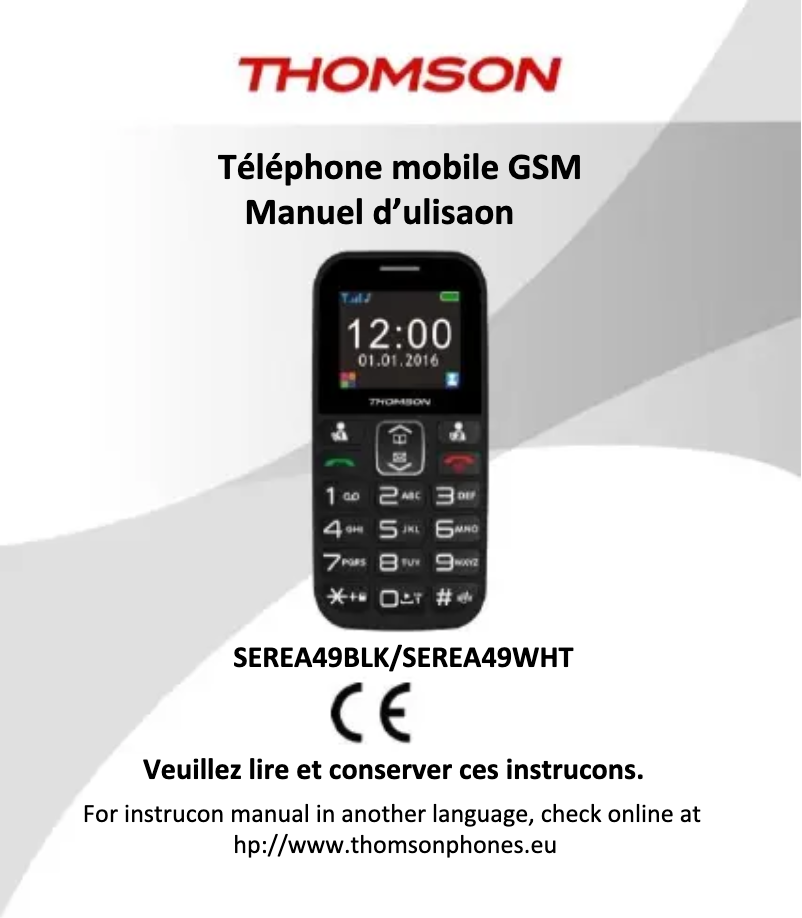 Page 1 de la notice Manuel utilisateur Thomson Serea 49