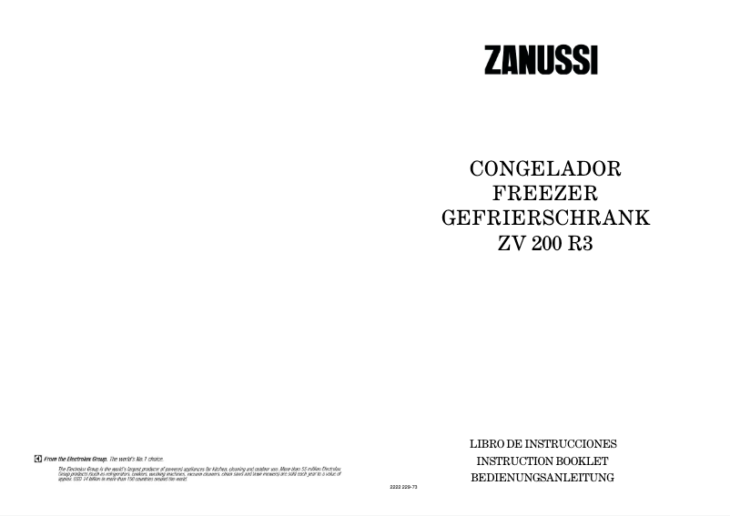 Page 1 de la notice Manuel utilisateur Zanussi ZV 200 R3
