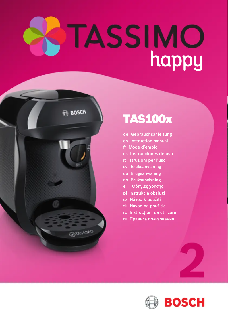Page 1 de la notice Manuel utilisateur Bosch Tassimo Happy TAS1002CH
