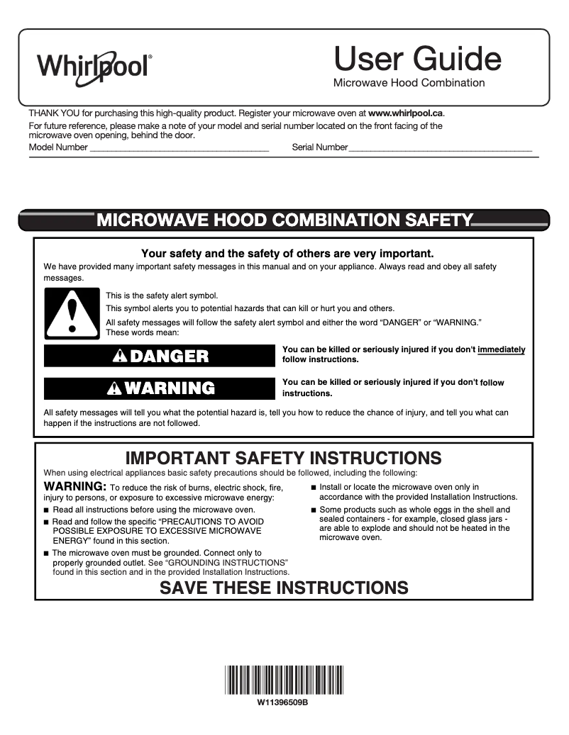 Page 1 de la notice Mode d'emploi Whirlpool YWML55011HS