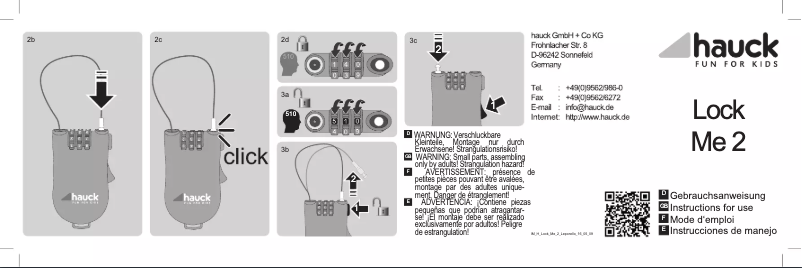 Image de la première page du manuel de l'appareil Lock Me 2