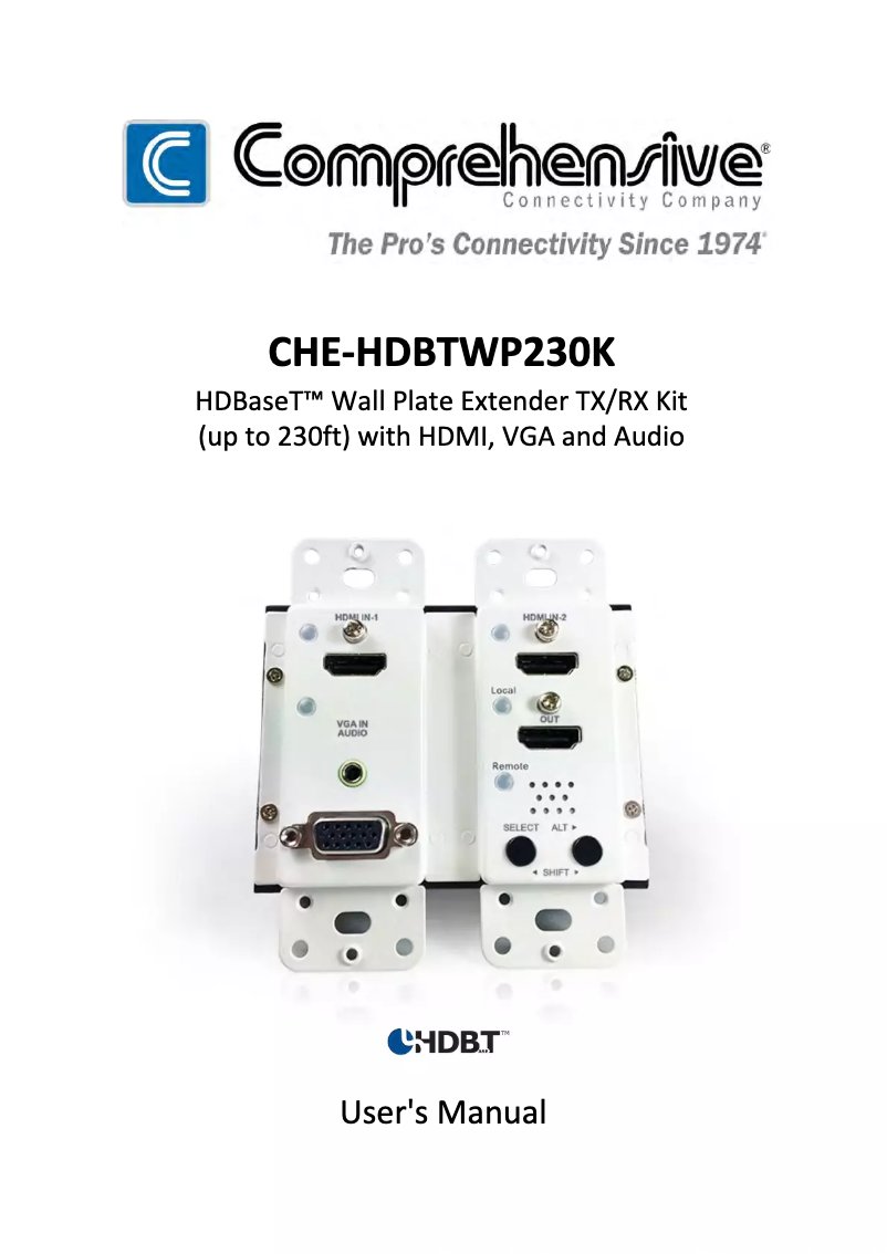 Page 1 de la notice Manuel utilisateur Comprehensive CHE-HDBTWP230K