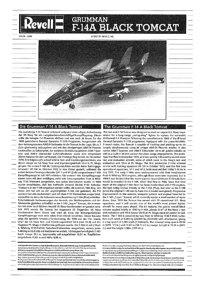 Page 1 de la notice Manuel utilisateur Revell Grumman F-14A Black Tomcat