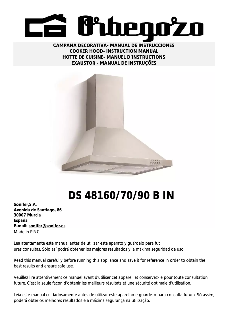 Page n°1 - Mode d'emploi Orbegozo DS 48190 B IN